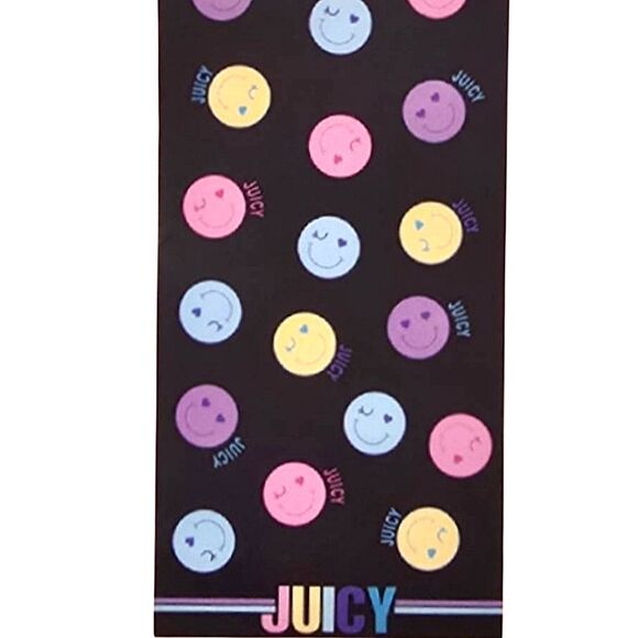 Juicy Couture Home Smiley Faces Logo Oversized Beach Towel - Picture 2 of 5